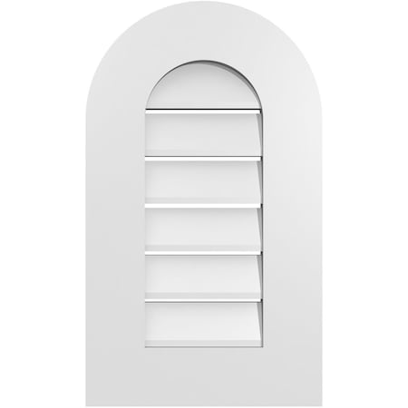 Ekena Millwork Round Top Surface Mount PVC Gable Vent: Functional, w/ 3-1/2"W x 1"P Standard Frame, 14"W x 24"H GVPRT14X2401SF